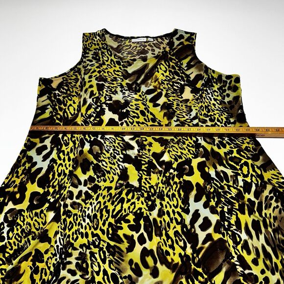 Susan Graver Liquid Knit Dress Animal Print Sleeveless Size 2X Scoop Neck Slits - Picture 8 of 10